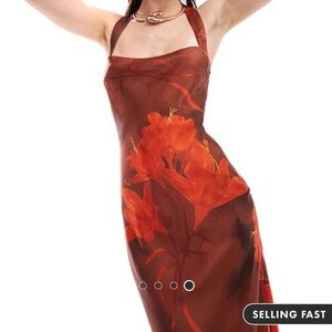 ASOS design satin wide neck cross back strap maxi